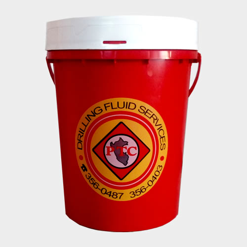 balde rojo lleno de mineral espumante ecológico polyfoam